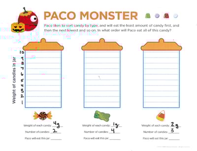 halloween math printable worksheet