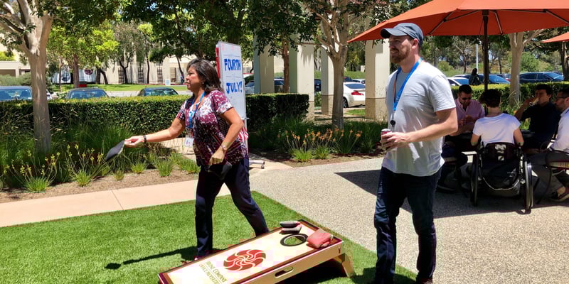 Jo-Garrett-Nick-Merritt-play-Cornhole